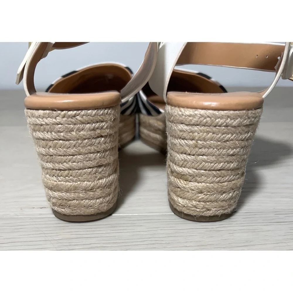 Tommy Hilfiger Nilsa Wedges Navy Blue & White Sz 8.5